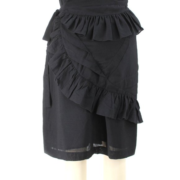 Morgane Le Fay Black Sleeveless Apron Dress Knee Length Sheath Romantic Goth S - Picture 5 of 15